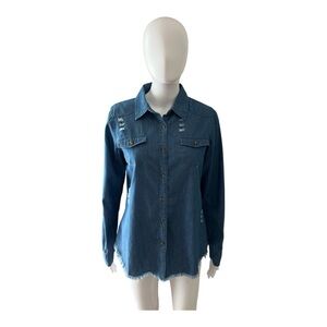 Dizzy GalWomen's Blue Denim Button-Up Shirt Size S